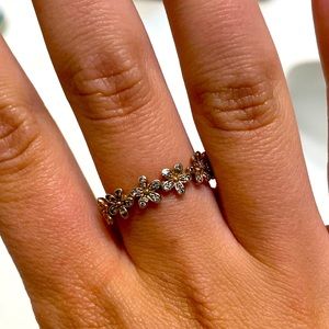 Rose gold Pandora flower ring